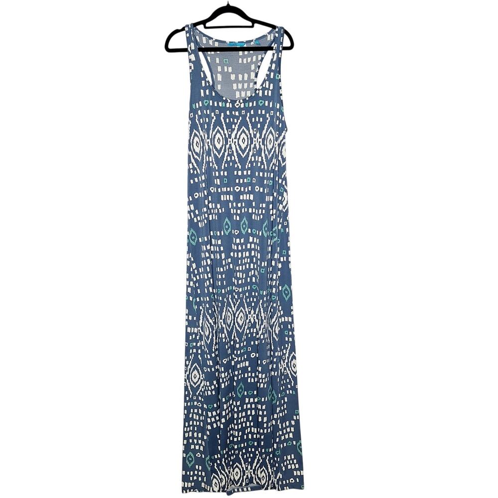 Tori Richard Hawaiian Maxi Dress Long XL Hawaiian Stretch Jersey Racerback